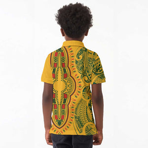Dashiki and Polynesian Pattern Kid Polo Shirt Afro Pacific Culture Gold Version