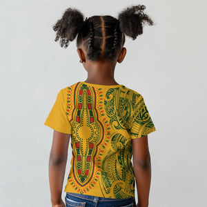 Dashiki and Polynesian Pattern Kid T shirt Afro Pacific Culture Gold Version