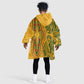 Dashiki and Polynesian Pattern Kid Wearable Blanket Hoodie Afro Pacific Culture Gold Version