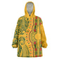 Dashiki and Polynesian Pattern Kid Wearable Blanket Hoodie Afro Pacific Culture Gold Version