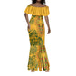 Dashiki and Polynesian Pattern Mermaid Dress Afro Pacific Culture Gold Version