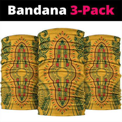 Dashiki and Polynesian Pattern Neck Gaiter Afro Pacific Culture Gold Version LT9