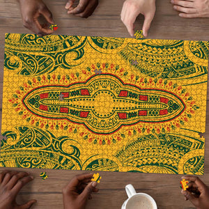Dashiki and Polynesian Pattern Puzzle Afro Pacific Culture Gold Version
