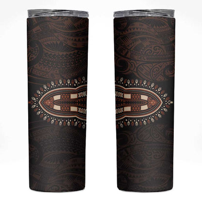 Dashiki and Polynesian Pattern Skinny Tumbler Afro Pacific Culture Gold Version