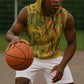 Dashiki and Polynesian Pattern Sleeveless Hoodie Afro Pacific Culture Gold Version - African Pride