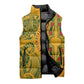 Dashiki and Polynesian Pattern Sleeveless Puffer Jacket Afro Pacific Culture Gold Version