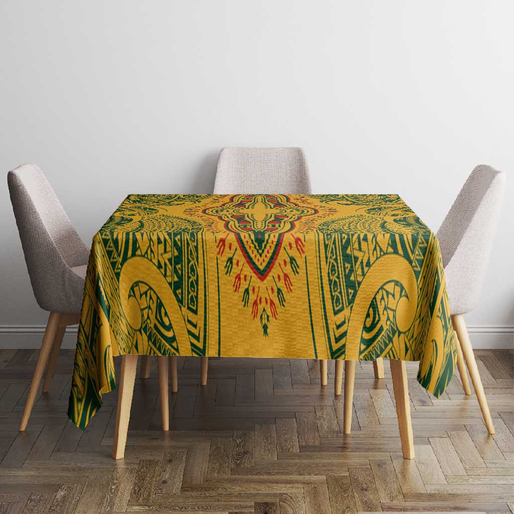 Dashiki and Polynesian Pattern Tablecloth Afro Pacific Culture Gold Version