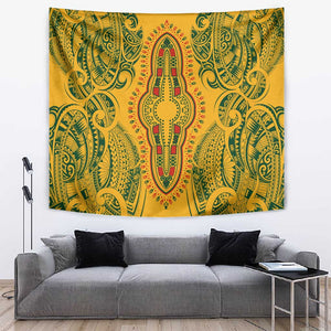 Dashiki and Polynesian Pattern Tapestry Afro Pacific Culture Gold Version