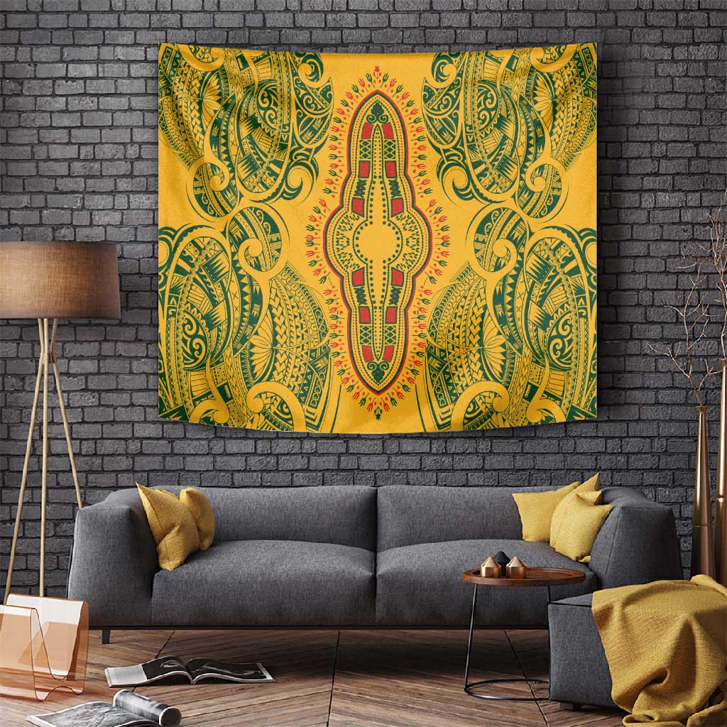 Dashiki and Polynesian Pattern Tapestry Afro Pacific Culture Gold Version