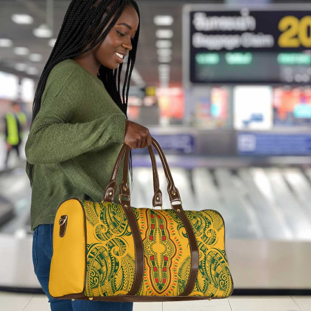 Dashiki and Polynesian Pattern Travel Bag Afro Pacific Culture Gold Version