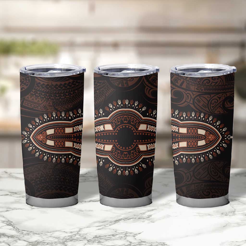 Dashiki and Polynesian Pattern Tumbler Cup Afro Pacific Culture Gold Version