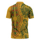 Dashiki and Polynesian Pattern Zipper Polo Shirt Afro Pacific Culture Gold Version