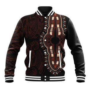 Dashiki and Polynesian Pattern Baseball Jacket Afro Pacific Culture Red Version