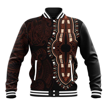 Dashiki and Polynesian Pattern Baseball Jacket Afro Pacific Culture Red Version
