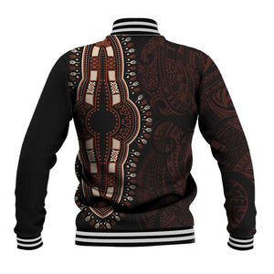 Dashiki and Polynesian Pattern Baseball Jacket Afro Pacific Culture Red Version