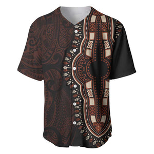 Dashiki and Polynesian Pattern Baseball Jersey Afro Pacific Culture Red Version