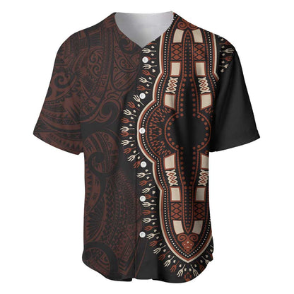 Dashiki and Polynesian Pattern Baseball Jersey Afro Pacific Culture Red Version