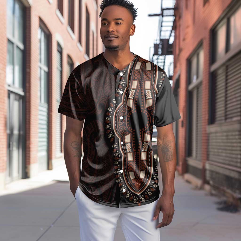 Dashiki and Polynesian Pattern Baseball Jersey Afro Pacific Culture Red Version