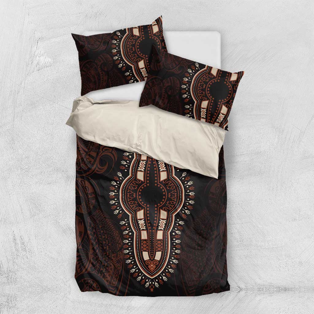 Dashiki and Polynesian Pattern Bedding Set Afro Pacific Culture Red Version