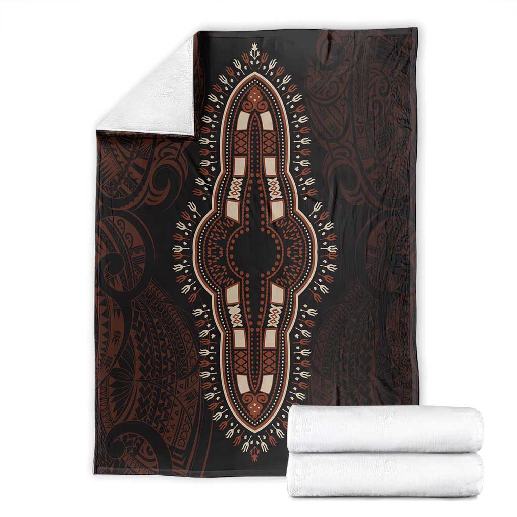 Dashiki and Polynesian Pattern Blanket Afro Pacific Culture Red Version