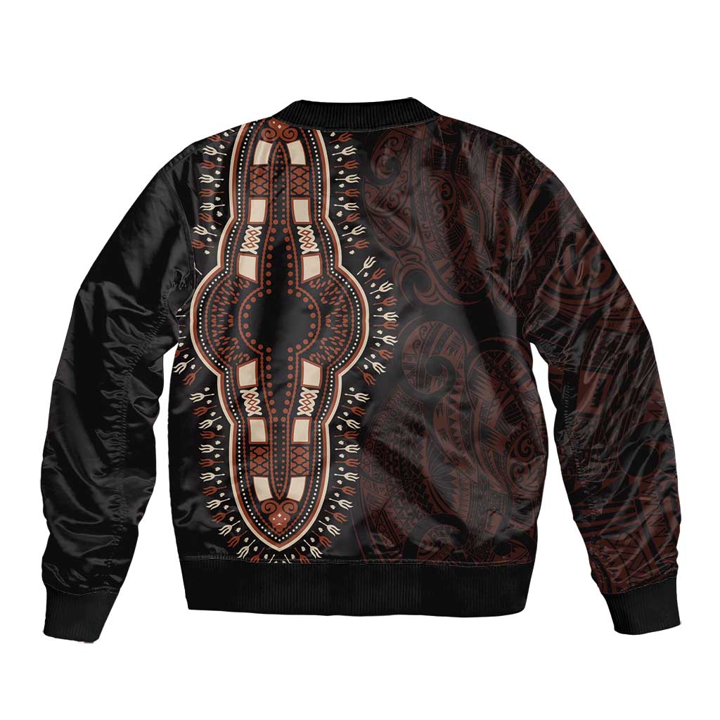 Dashiki and Polynesian Pattern Bomber Jacket Afro Pacific Culture Red Version