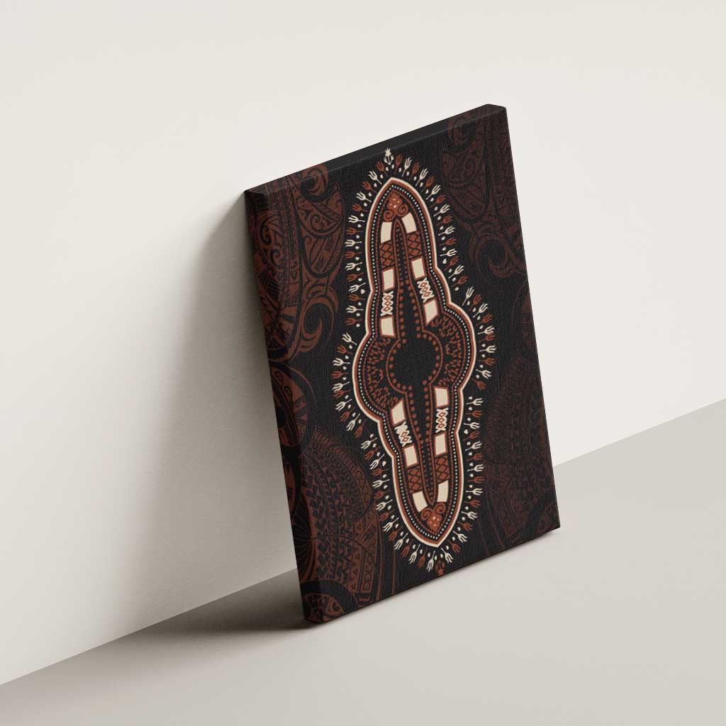 Dashiki and Polynesian Pattern Canvas Wall Art Afro Pacific Culture Red Version