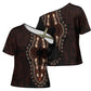 Dashiki and Polynesian Pattern Cross Shoulder Shirt Afro Pacific Culture Red Version
