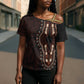 Dashiki and Polynesian Pattern Cross Shoulder Shirt Afro Pacific Culture Red Version