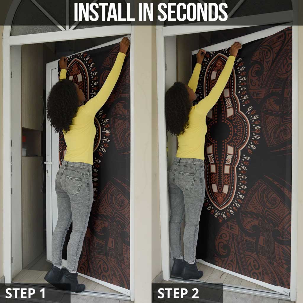 Dashiki and Polynesian Pattern Door Cover Afro Pacific Culture Red Version