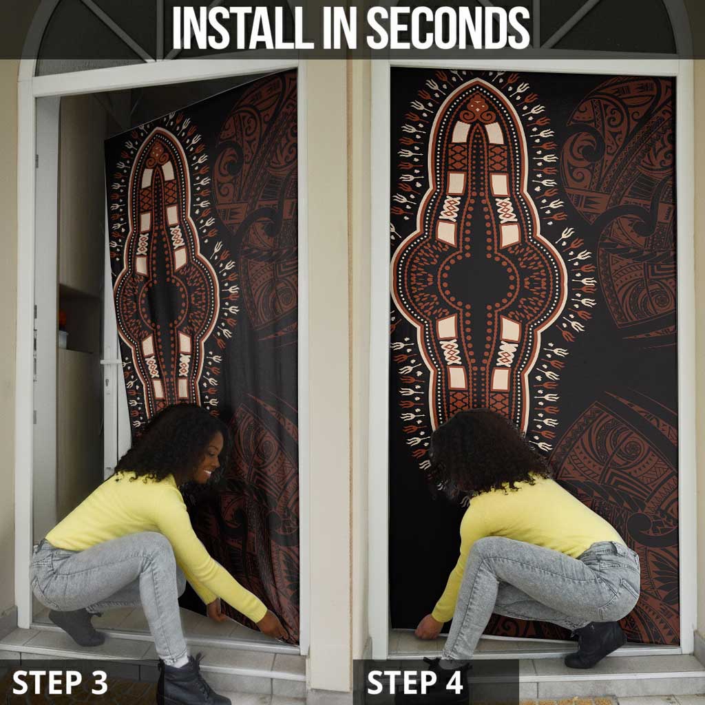 Dashiki and Polynesian Pattern Door Cover Afro Pacific Culture Red Version
