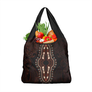 Dashiki and Polynesian Pattern Grocery Bag Afro Pacific Culture Red Version