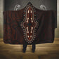 Dashiki and Polynesian Pattern Hooded Blanket Afro Pacific Culture Red Version