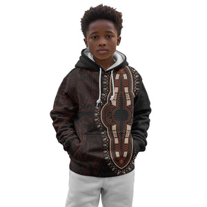 Dashiki and Polynesian Pattern Kid Hoodie Afro Pacific Culture Red Version