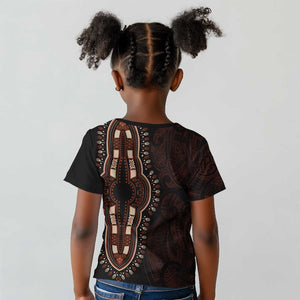 Dashiki and Polynesian Pattern Kid T shirt Afro Pacific Culture Red Version