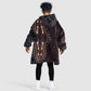 Dashiki and Polynesian Pattern Kid Wearable Blanket Hoodie Afro Pacific Culture Red Version