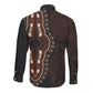 Dashiki and Polynesian Pattern Long Sleeve Button Shirt Afro Pacific Culture Red Version