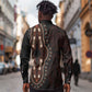 Dashiki and Polynesian Pattern Long Sleeve Button Shirt Afro Pacific Culture Red Version