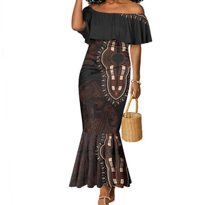 Dashiki and Polynesian Pattern Mermaid Dress Afro Pacific Culture Red Version