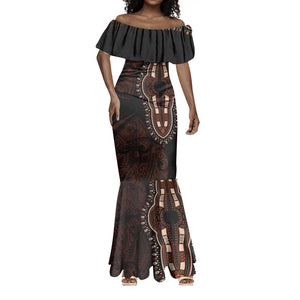 Dashiki and Polynesian Pattern Mermaid Dress Afro Pacific Culture Red Version