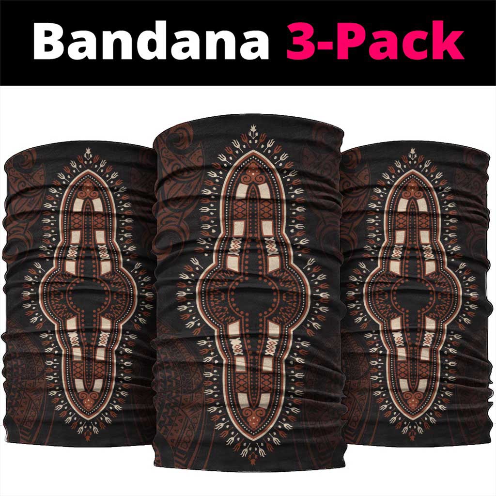 Dashiki and Polynesian Pattern Neck Gaiter Afro Pacific Culture Red Version LT9