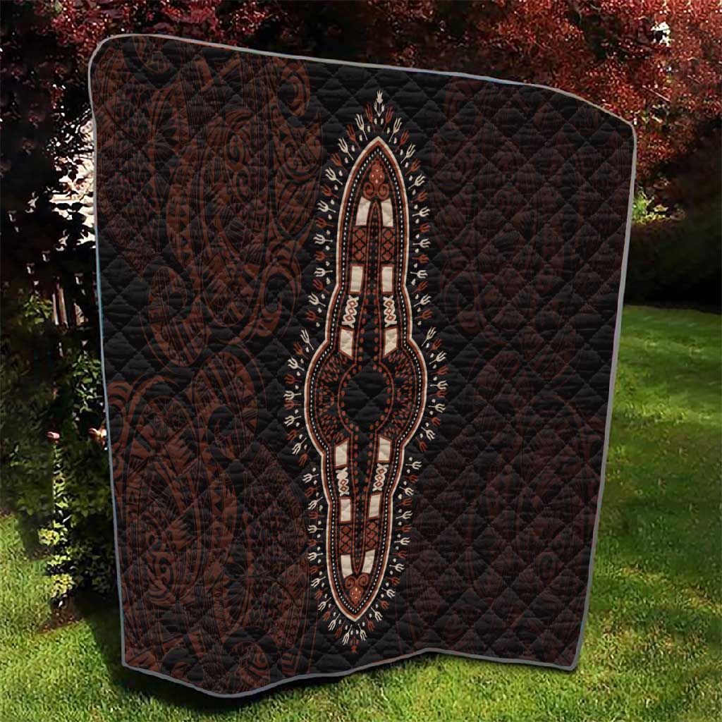 Dashiki and Polynesian Pattern Quilt Afro Pacific Culture Red Version