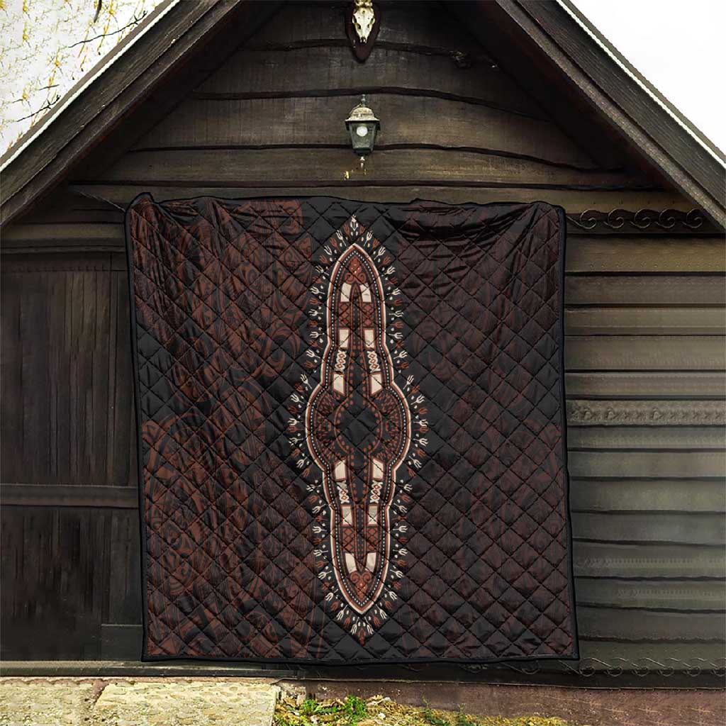 Dashiki and Polynesian Pattern Quilt Afro Pacific Culture Red Version