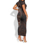 Dashiki and Polynesian Pattern Short Sleeve Bodycon Dress Afro Pacific Culture Red Version LT9