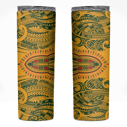 Dashiki and Polynesian Pattern Skinny Tumbler Afro Pacific Culture Red Version
