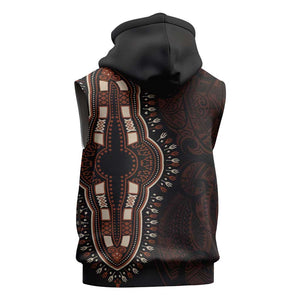 Dashiki and Polynesian Pattern Sleeveless Hoodie Afro Pacific Culture Red Version - African Pride