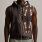Dashiki and Polynesian Pattern Sleeveless Zip Hoodie Afro Pacific Culture Red Version - African Pride
