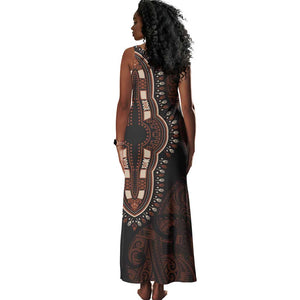 Dashiki and Polynesian Pattern Tank Maxi Dress Afro Pacific Culture Red Version