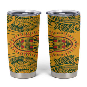 Dashiki and Polynesian Pattern Tumbler Cup Afro Pacific Culture Red Version