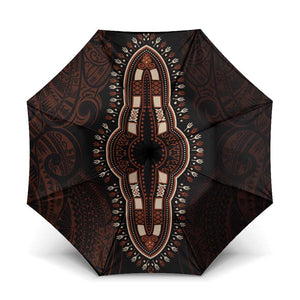 Dashiki and Polynesian Pattern Umbrella Afro Pacific Culture Red Version
