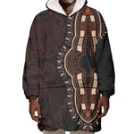 Dashiki and Polynesian Pattern Wearable Blanket Hoodie Afro Pacific Culture Red Version